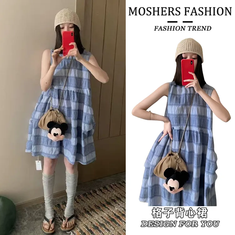 孕妇无袖背心裙2025新款小个子显瘦宽松休闲度假风绝美休闲连衣裙