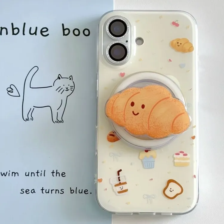 美食可颂牛角包磁吸支架苹果17手机壳15pro/13iPhone14爆款12新款