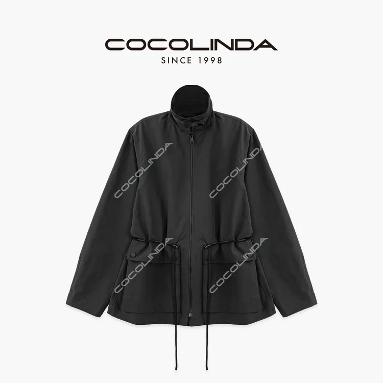 COCOLINDA| H款户外老钱风立领抽绳宽松单面轻薄短款外套C3608