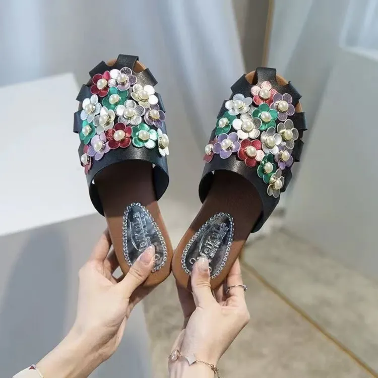 夏季镂空包头平底凉拖时尚气质罗马凉拖鞋外穿平底