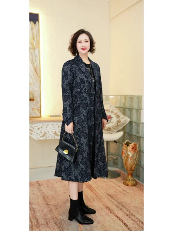 新款时尚显瘦中长款轻奢设计感加大女宽松型大衣外套#89001风衣