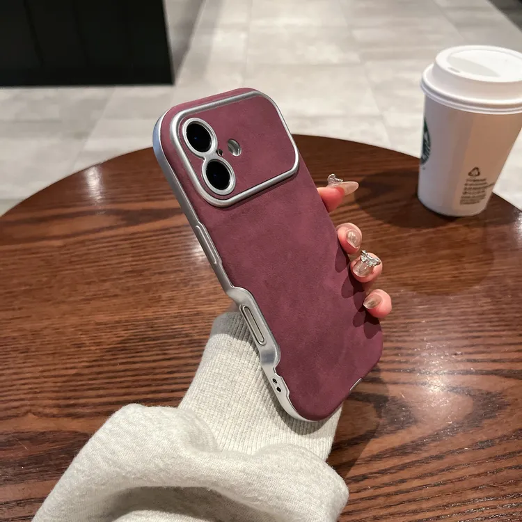 大视窗翻毛皮适用苹果17手机壳全包防摔抗指纹16promax时尚15pro