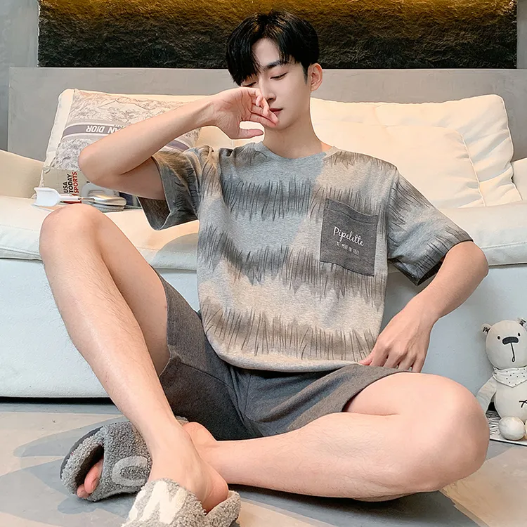薄款短袖夏季短裤睡衣夏天家居服套装男士运动ins时尚夏装上衣