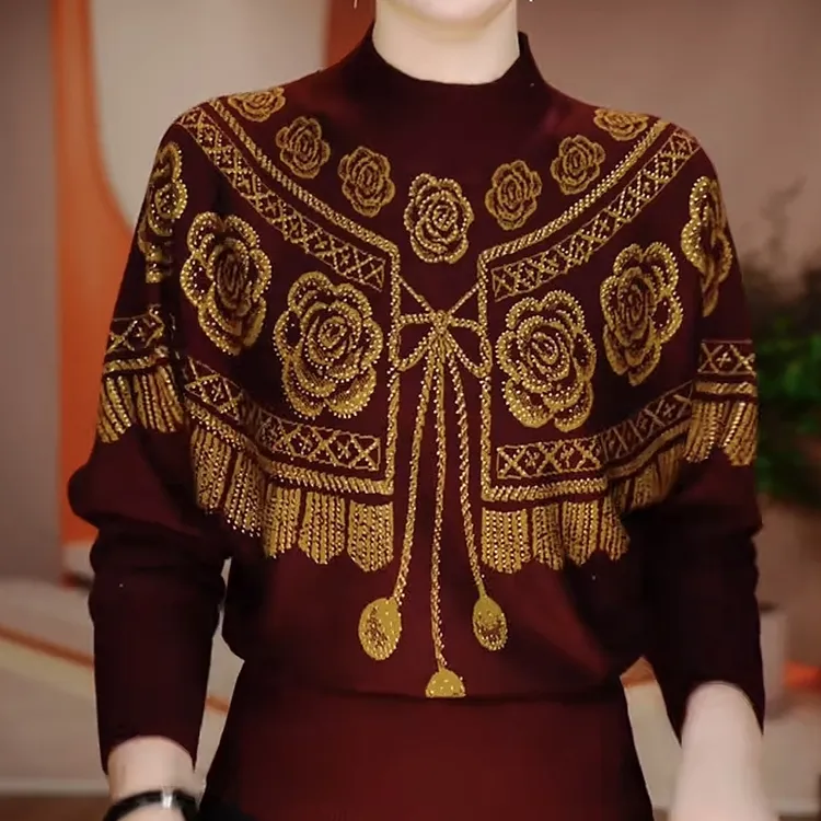 冬季气质休闲保暖女士针织小衫潮流减龄时尚洋气宽松长袖显瘦毛衣