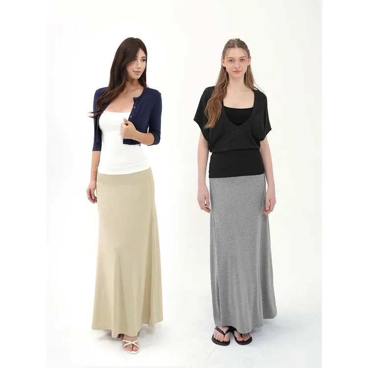 Jim Kennet后开叉针织垂感半身裙长裙