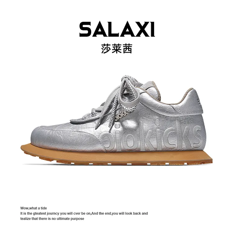 SALAXI/莎莱茜 2025冬季新款字母复古刺绣低帮潮鞋增高男女阿甘鞋