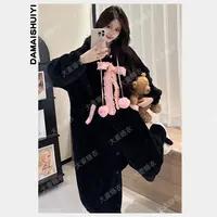 2025秋冬爆款加绒加厚珊瑚绒甜美风可外穿睡衣女家居服套装