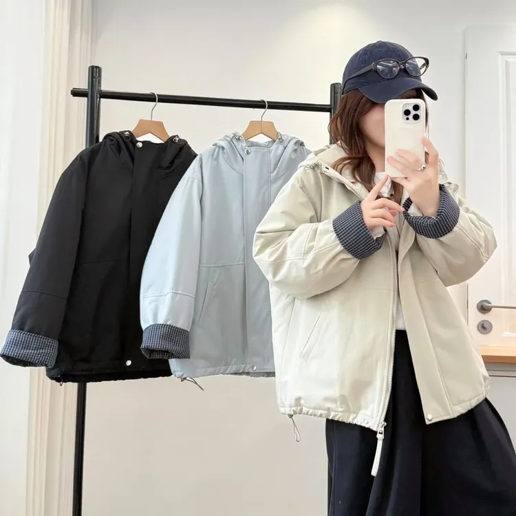 大码女装冬季棉衣连帽棉服外套2025时尚百搭二棉保暖宽松防风棉袄