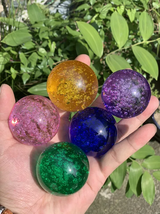 炫彩彩色冰裂球假山流水盆景装饰配件适合客厅办公室