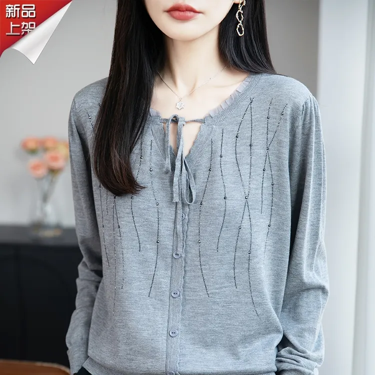 哥弟阿玛施正品2025新款蚕丝羊毛百搭针织衫圆领宽松显瘦洋气上衣