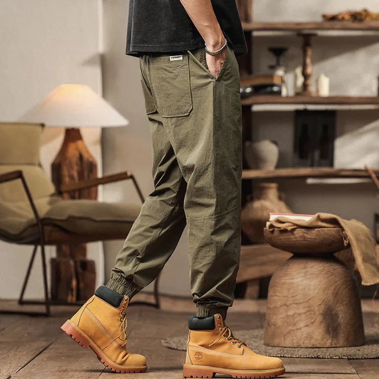 超薄裤子男夏季宽松2025新款美式户外速干薄款大码束脚休闲裤男