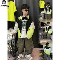 蛋蛋家【那年夏天】春季新款洋气儿童黑绿三色拼接连帽防晒外套