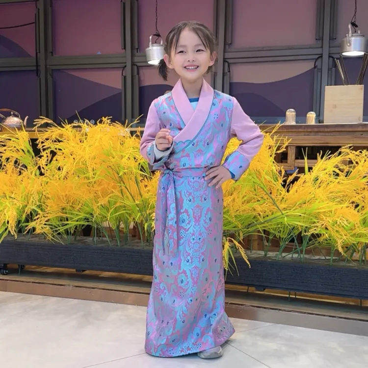 新款西藏藏族服装藏式博拉民族提花女孩藏服拉萨儿童藏装百搭气质