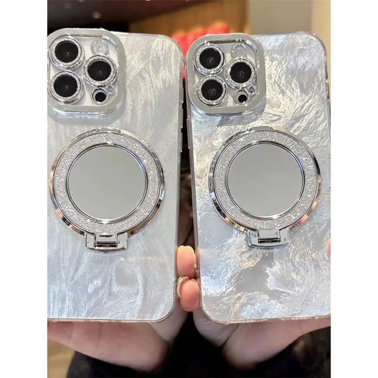 闪粉支架小镜子适用苹果16/13OPPO/VIVO/华为/小米红米镜头膜羽纱