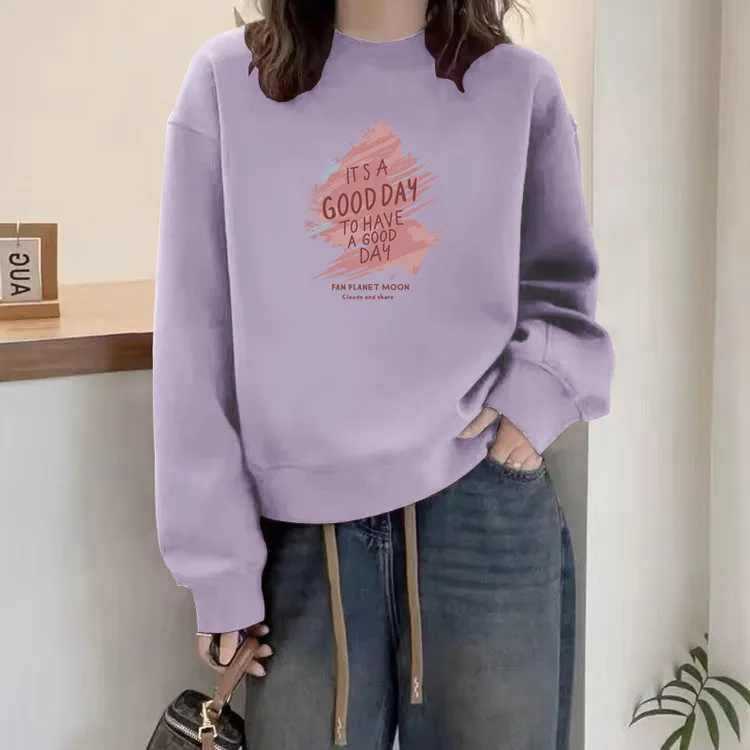 2025新款圆领卫衣女装小众设计感宽松休闲洋气加绒加厚上衣秋冬季