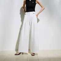 艾诺丝商场同款2025夏季新款白色直筒休闲裤女显高阔腿裤50433032