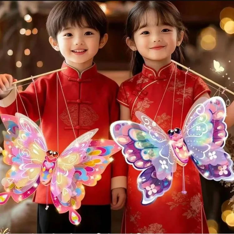 【可飞蝴蝶】精品设计翅膀可煽动灯笼新年元宵节儿童手工diy材料包