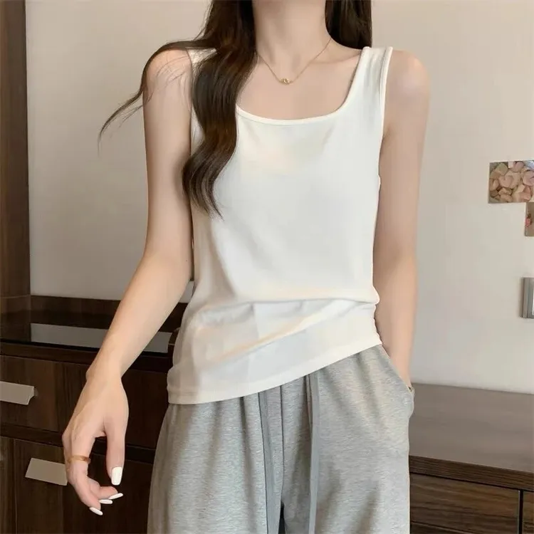 80-210斤宽肩带纯色大码吊带背心女宽松休闲胖mm遮肚显瘦打底衫