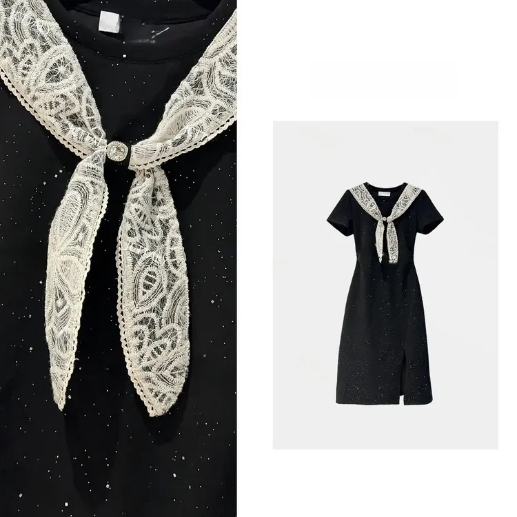 海军领休闲收腰极简风25夏季新款连衣裙女