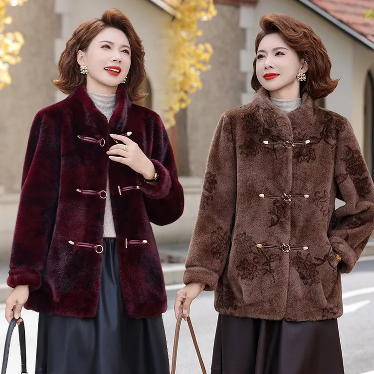 2025冬季新款中老年洋气富态大码妈妈装贵气秋冬抗寒保暖毛外套33