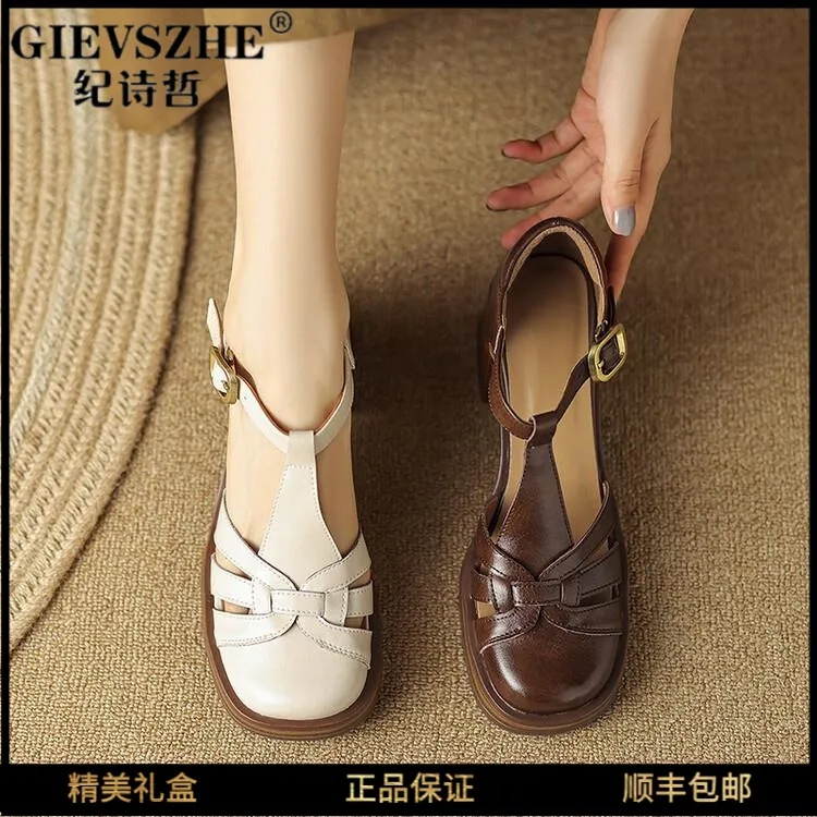 GIEVSZHE纪诗哲夏天穿裙子专用鞋子凉鞋女款2025新款爆款软底女鞋