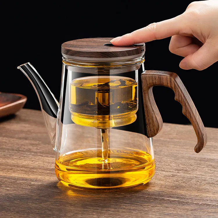 顶壶新款飘逸壶一键过滤茶水分离器家用玻璃冲茶飘逸杯泡茶壶茶具