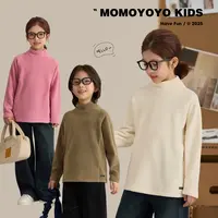 辰辰妈【轻暖打底】男女童一体奥粒绒T恤儿童半高领保暖打底衫8813D