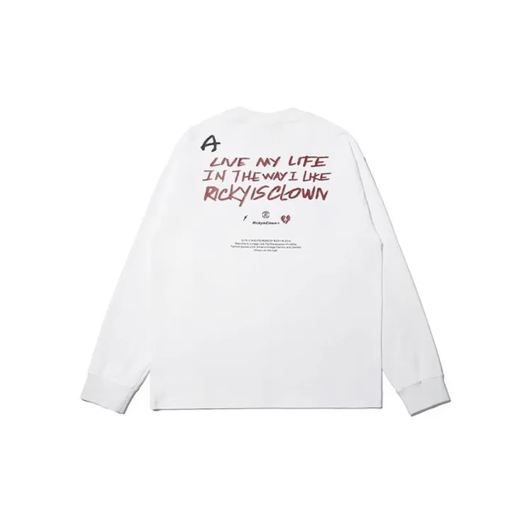 RickyisClownRiC黑胶唱片基础落肩圆领长袖T恤男女情侣款宽松上衣