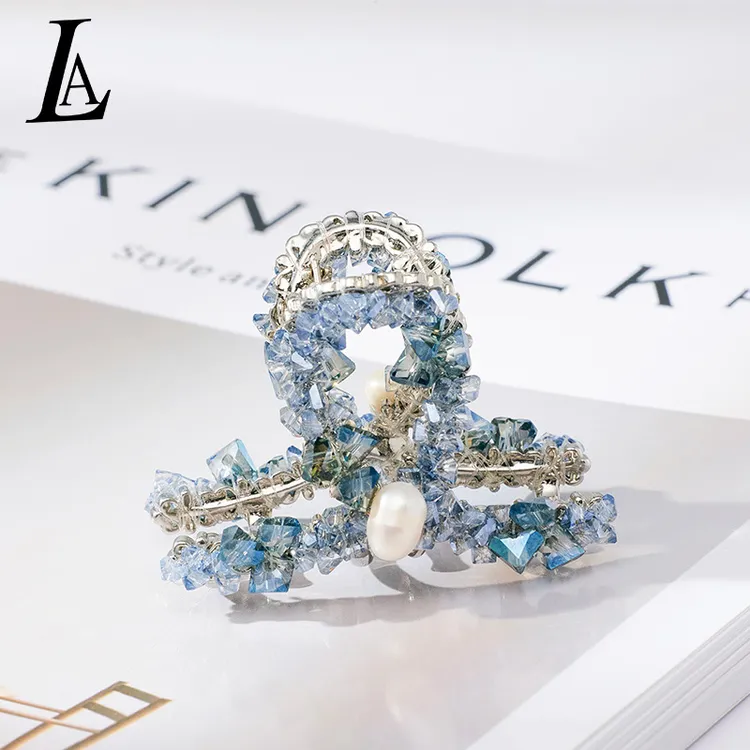 LA品牌发饰高档水晶高级发饰水晶串珠发夹发卡手工编织发饰定制