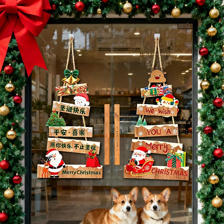 2026新款圣诞节店铺门口挂件圣诞树橱窗墙面挂饰氛围布置场景装饰