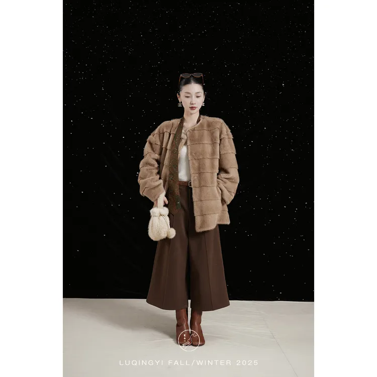 鹭青一原创【旧赋】复古毛呢分割设计七分阔腿裤L25K3373K