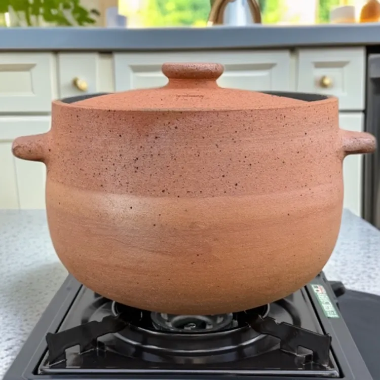 荥经非遗手工砂锅原生态土砂锅砖红色粗砂锅