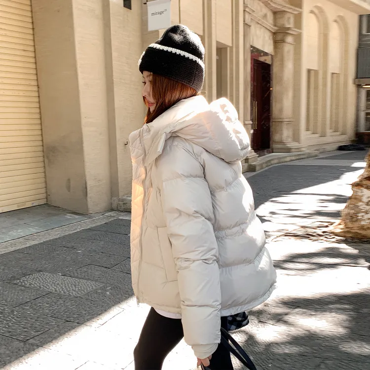 2025【LU系五格】安心90白鸭绒羽绒服女连帽休闲运动短款骨白色外套