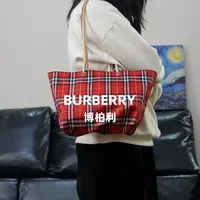 95新 BURBERRY/博柏利 巴宝莉/红色格纹单肩包/JJ02414004/4004