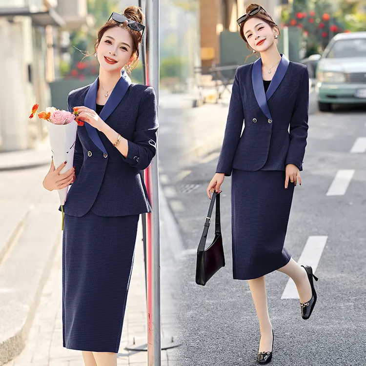 时尚套装女2025春装春天衣服大方气质显瘦修身百搭两件套职业套裙