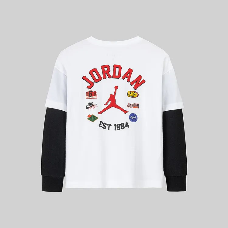 【官方旗舰】AIR JORDAN童装门店男女童假两件长袖t恤打底衫D829