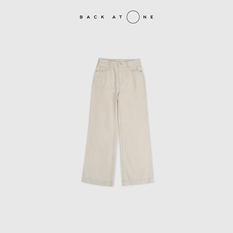 BackAtOne “牛奶丹宁” 时髦百搭米白色牛仔阔腿裤 BFS-2DI029C-K