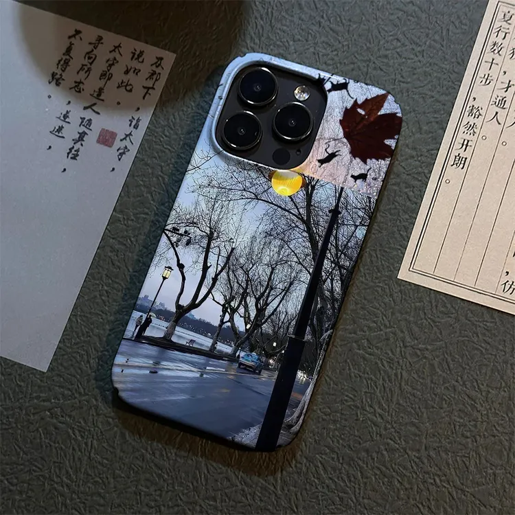雨天枯木适用苹果14promax手机壳iPhone15/16/17创意13硬ins11/12