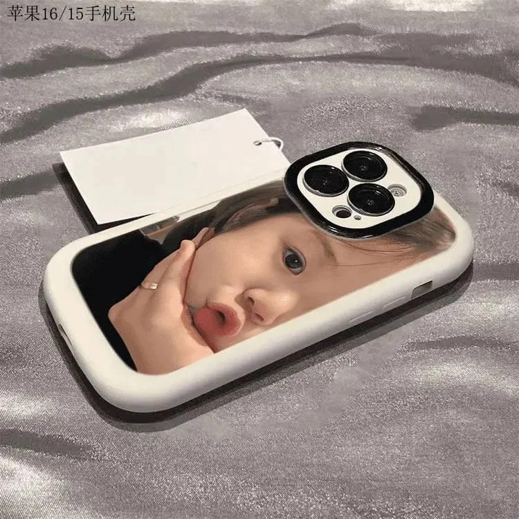 嘟嘴托腮女孩适用苹果13防摔全包保护套14/8plus全包防摔硅胶软壳