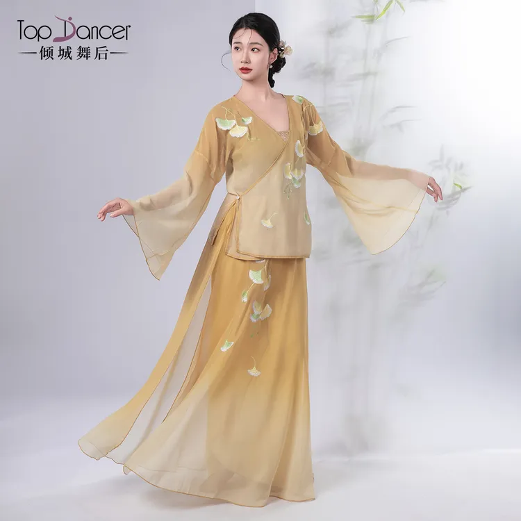 倾城舞后古典舞服装女渐变飘逸刺绣身韵纱衣新国风练功演出舞蹈服