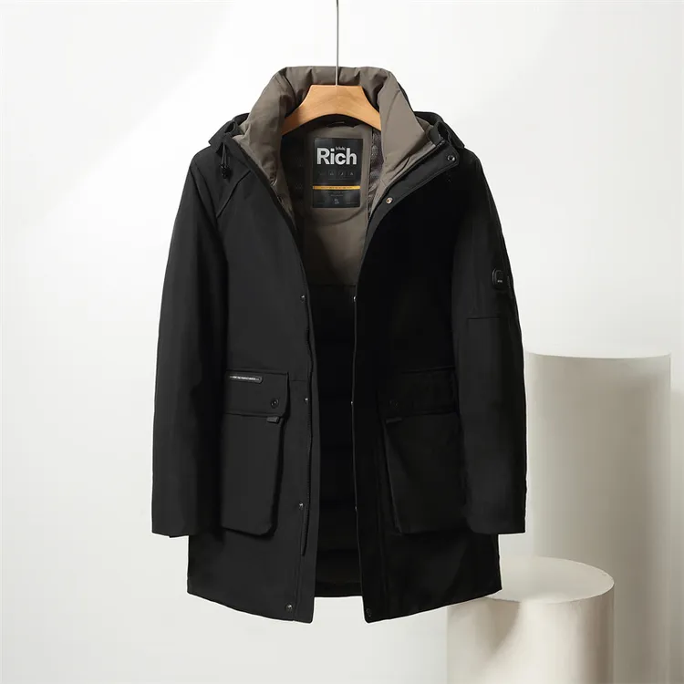 冬季男士连帽加厚保暖防风抗寒时尚工装风简约休闲羽绒服S16533