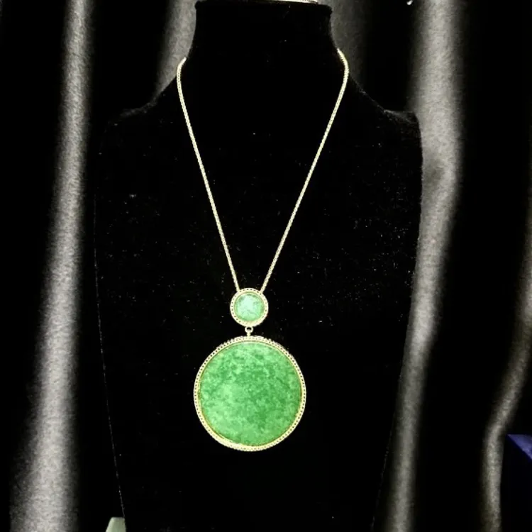 铜合金吊坠 1/188大气绿色长款手工圆牌吊坠毛衣链链子饰品项链