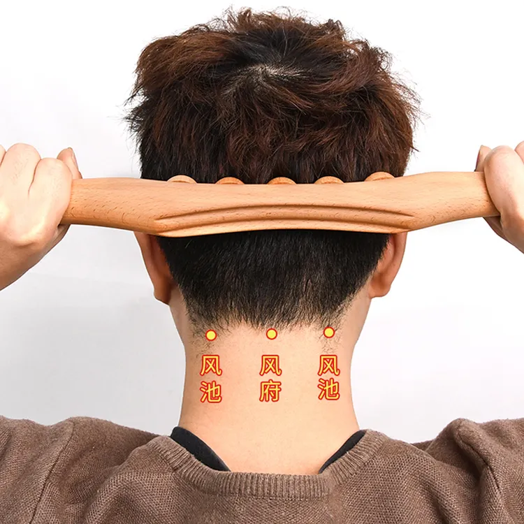 艾渼琦五珠实木擀筋棒刮/痧按摩肩颈疏通美容院家用全身通用棒棍