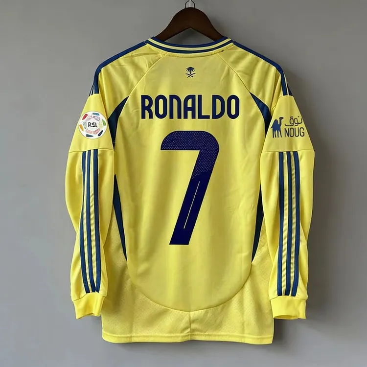2425利雅得胜利主场球衣长袖球员版7号C罗79号菲利克斯足球训练服