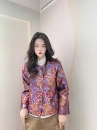 九月   油画涂鸦    新款新中式国风长袖外套中国风外套女
