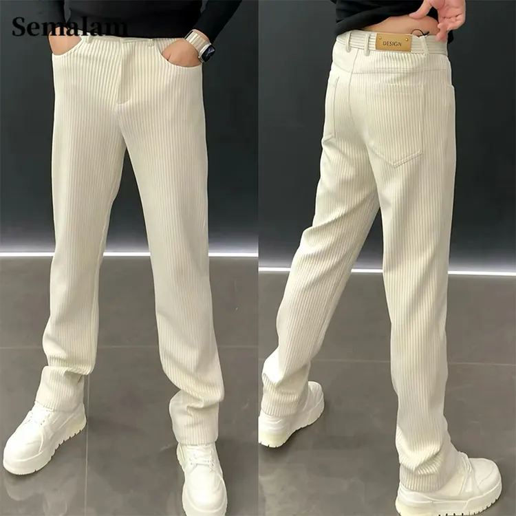 Semalam秋冬男款休闲裤百搭男士直筒裤时尚潮流弹力微阔长裤卫裤