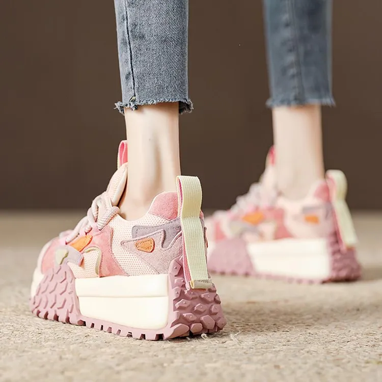 阿甘鞋女超火厚底松糕鞋春秋2025新款女鞋粉色老爹鞋女韩系运动鞋