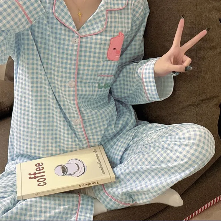 2025新款可爱家居服小露比刺绣印花秋季长袖长裤女睡衣套装实拍