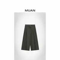木岸MUAN：《余文乐九分裤》定制军绿美式九分阔腿裤女CQ-YJ-25057