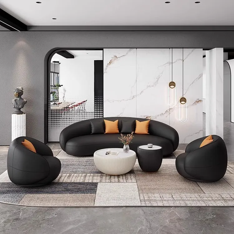 客厅接待弧形沙发轻奢简约小户型服装店美容院休息区网红沙发